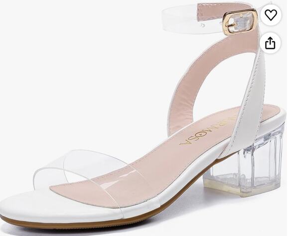 laurmoser Other - Girls White Clear Strap Block Heel Size 13 Ankle Strap Dress Shoes Pageant